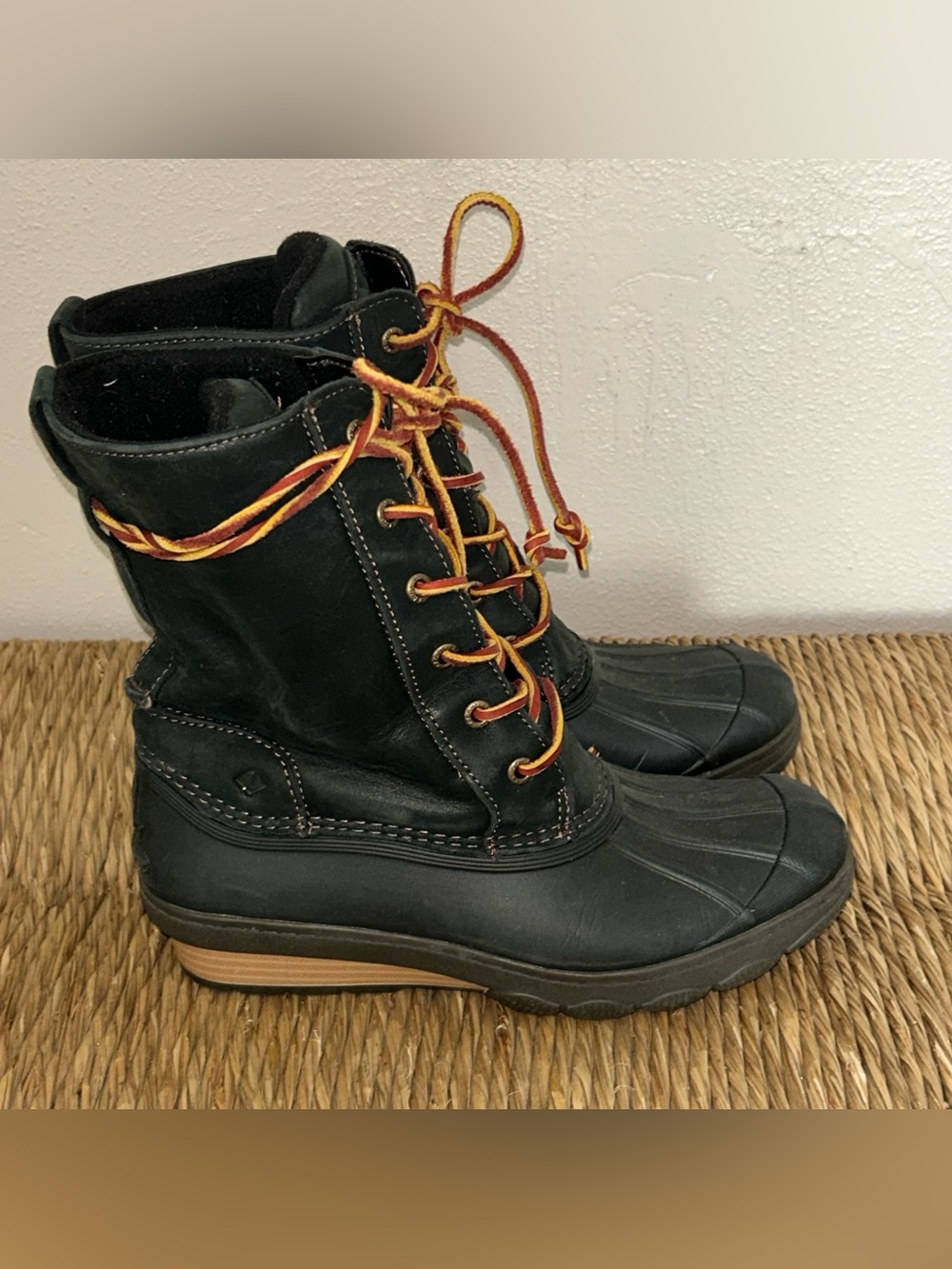 Sperry Black rain Waterproof Lace-Up Duck tall Boots